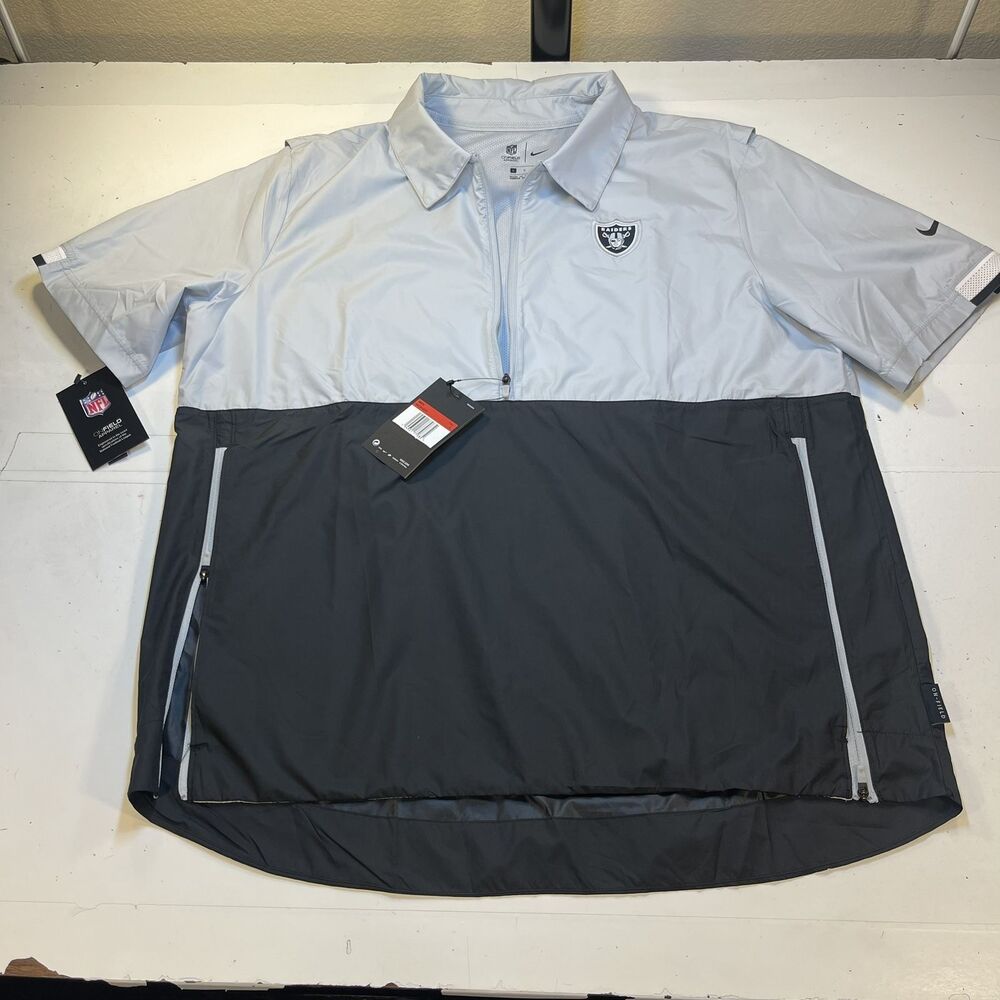 NEW NWT $75 LAS VEGAS RAIDERS NFL FOOTBALL Nike Short Sleeve Coaches Jacket Sz L